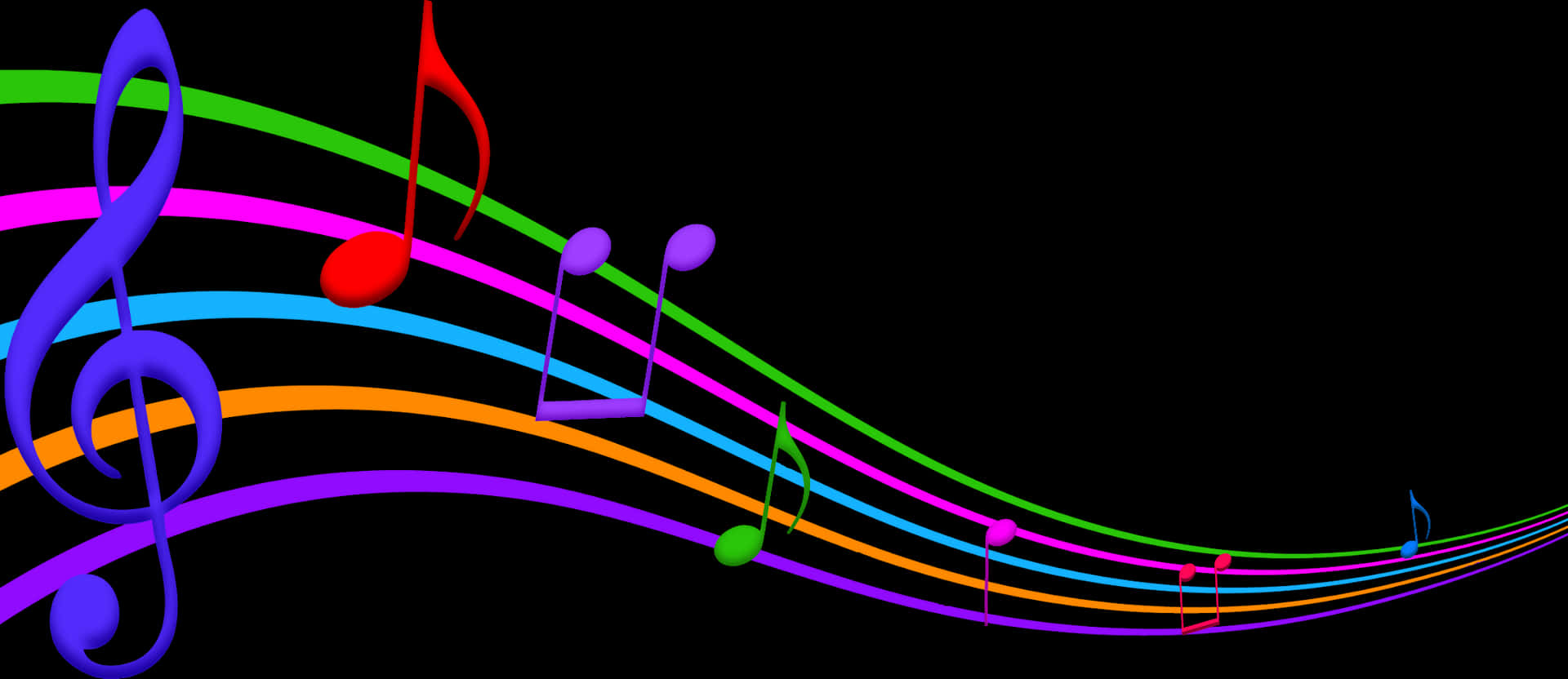 Colorful Music Notes Background PNG Image