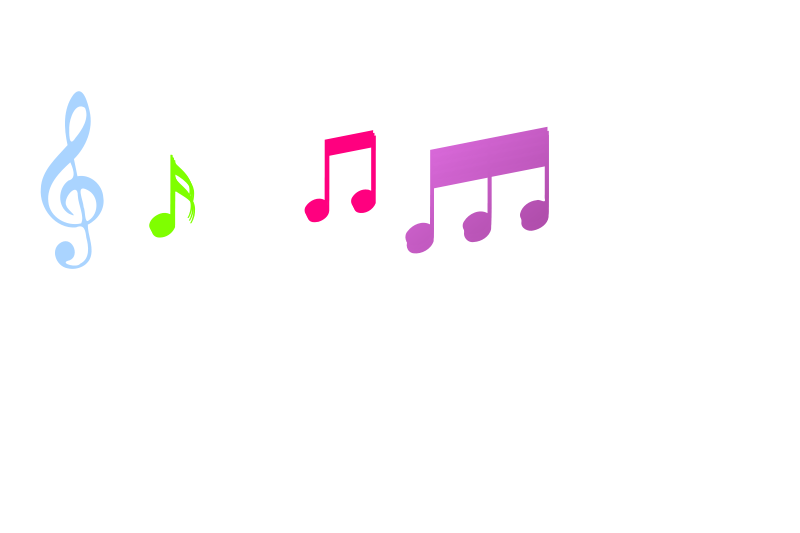 Colorful Music Noteson Black Background PNG Image