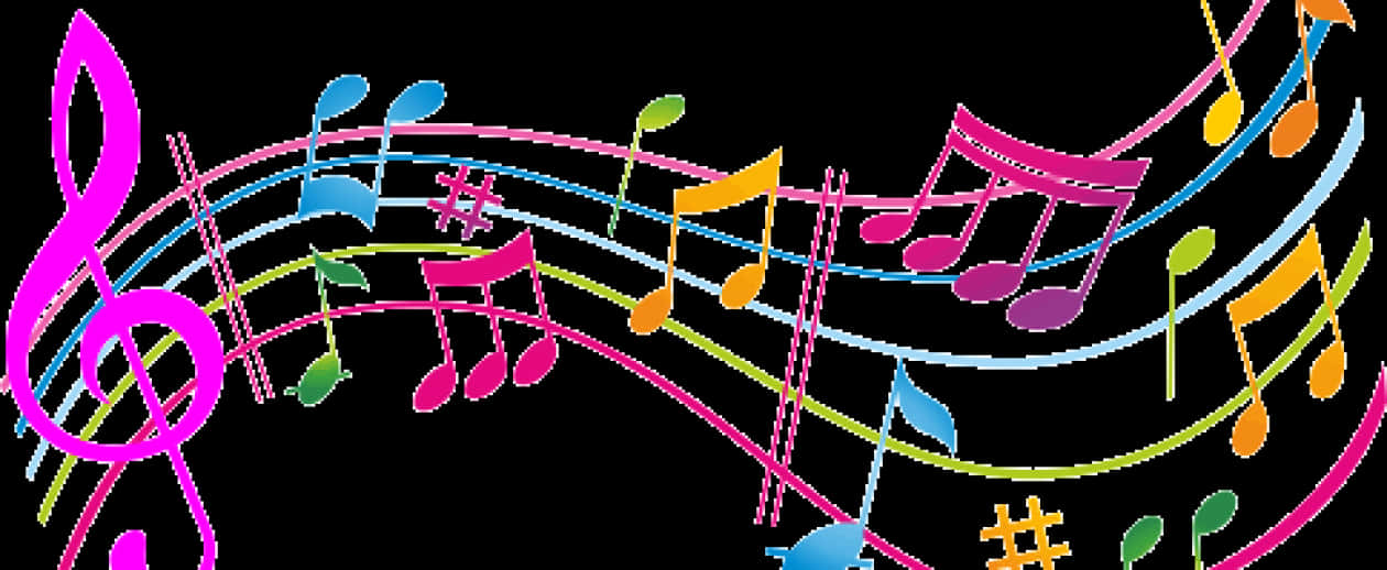 Colorful_ Musical_ Notes_ Background PNG Image