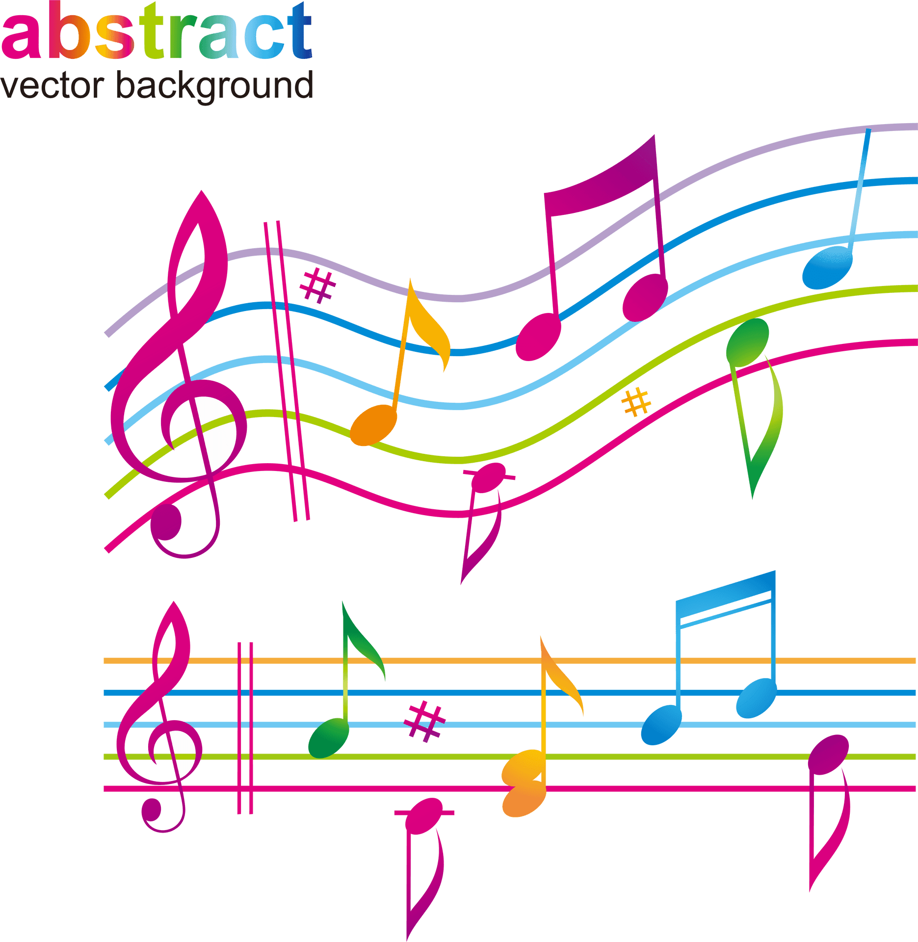 Colorful_ Musical_ Notes_ Vector_ Background PNG Image