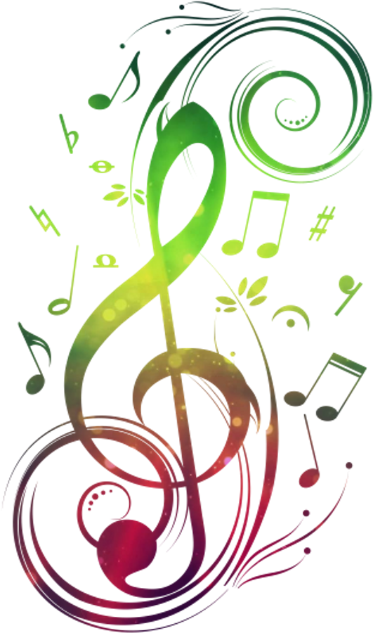 Colorful Musical Notesand Clefs PNG Image