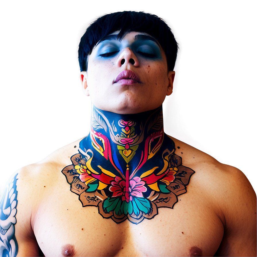 Colorful Neck Tattoo Representations Png 06122024 PNG Image