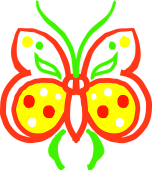 Colorful Neon Butterfly Graphic PNG Image