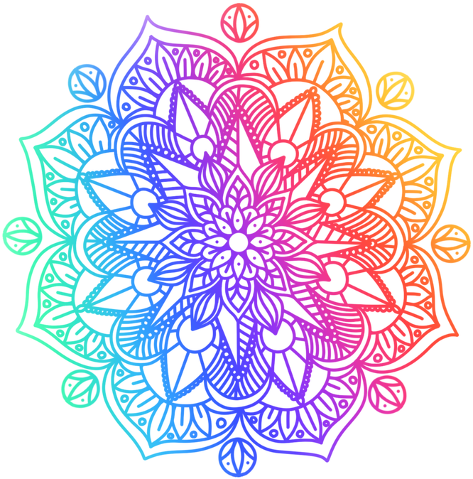 Colorful Neon Mandala Art PNG Image