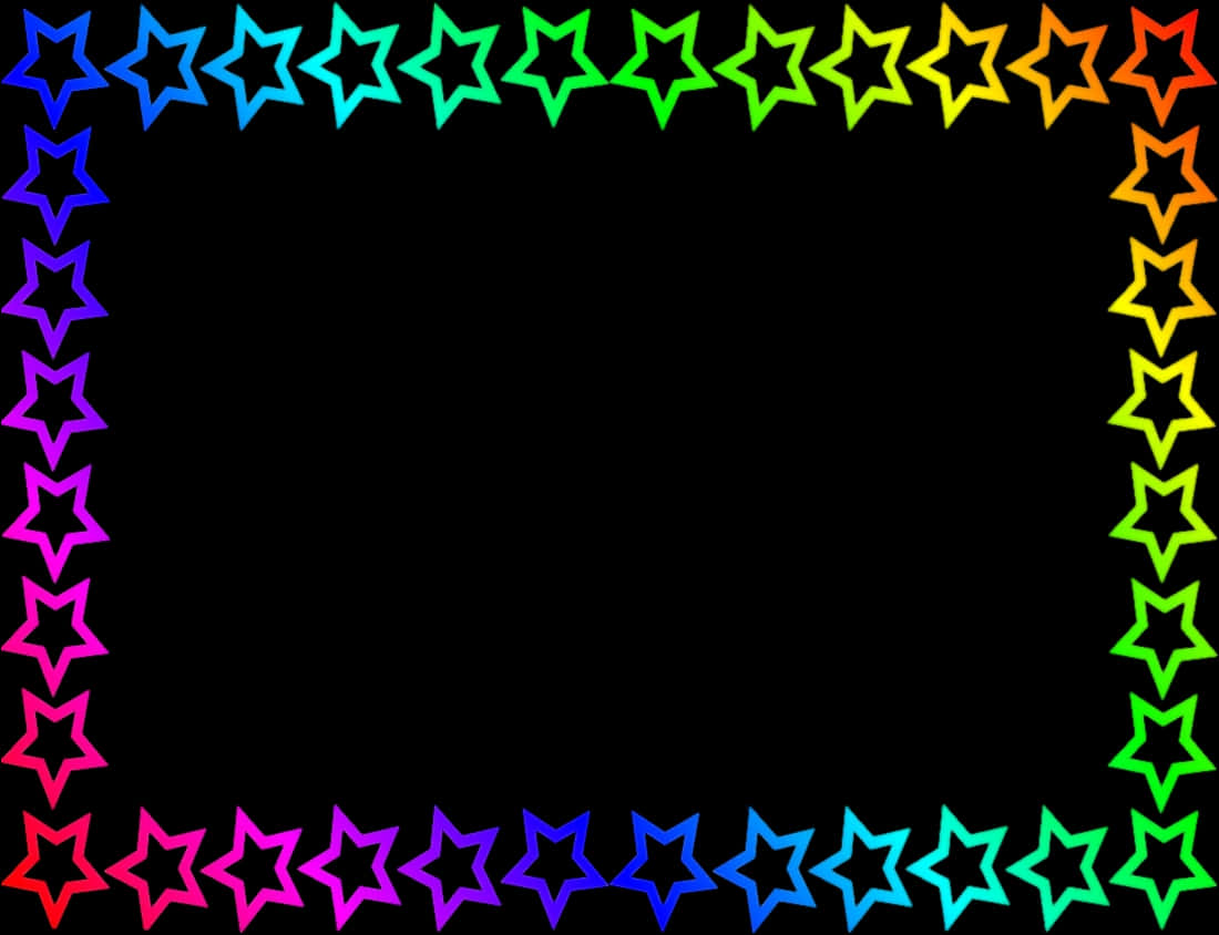 Colorful Neon Star Border Graphic PNG Image