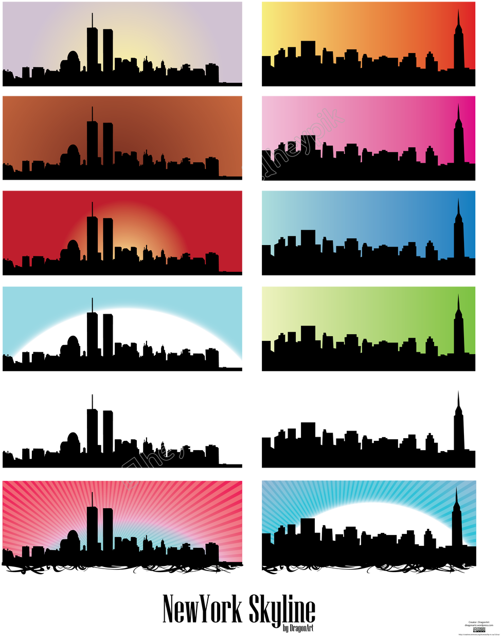 Colorful_ New_ York_ Skyline_ Silhouettes PNG Image