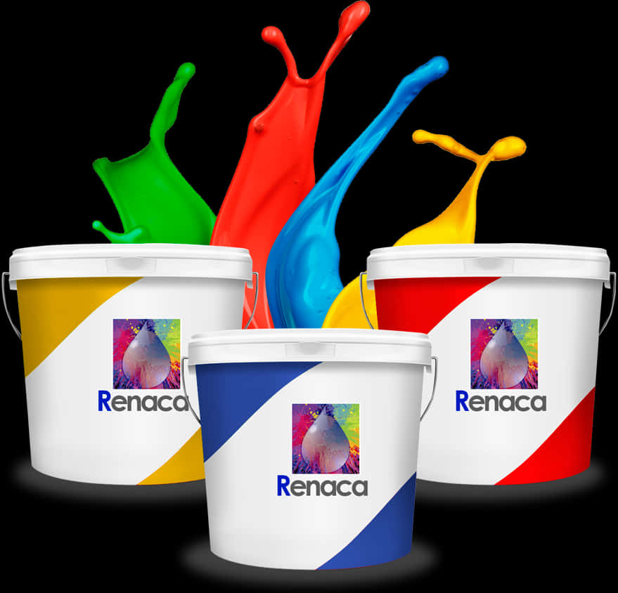 Colorful Paint Splash Buckets Renaca PNG Image