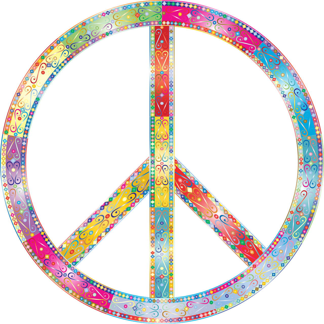 Colorful Paisley Peace Symbol PNG Image