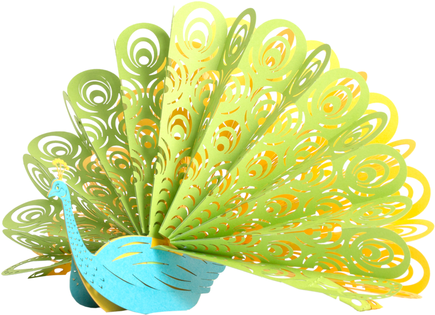 Colorful Paper Peacock Fan PNG Image