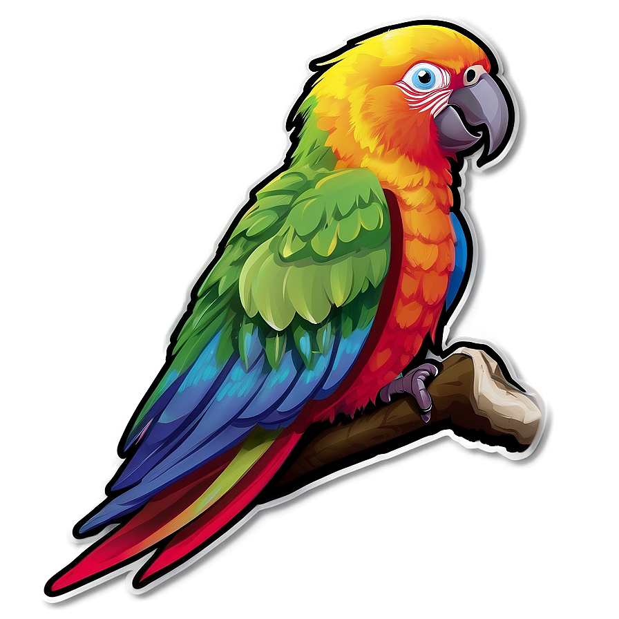 Colorful Parrot Sticker Png Pjk PNG Image