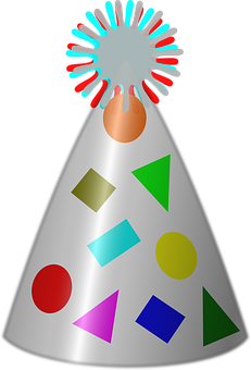 Colorful Party Hat Illustration PNG Image