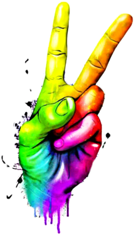 Colorful Peace Sign Hand Gesture PNG Image