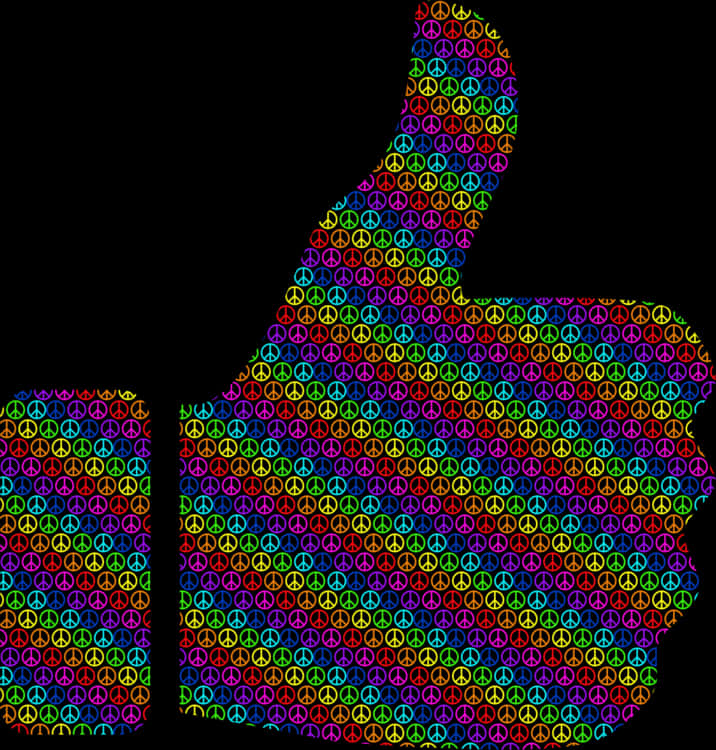 Colorful Peace Sign Thumbs Up PNG Image