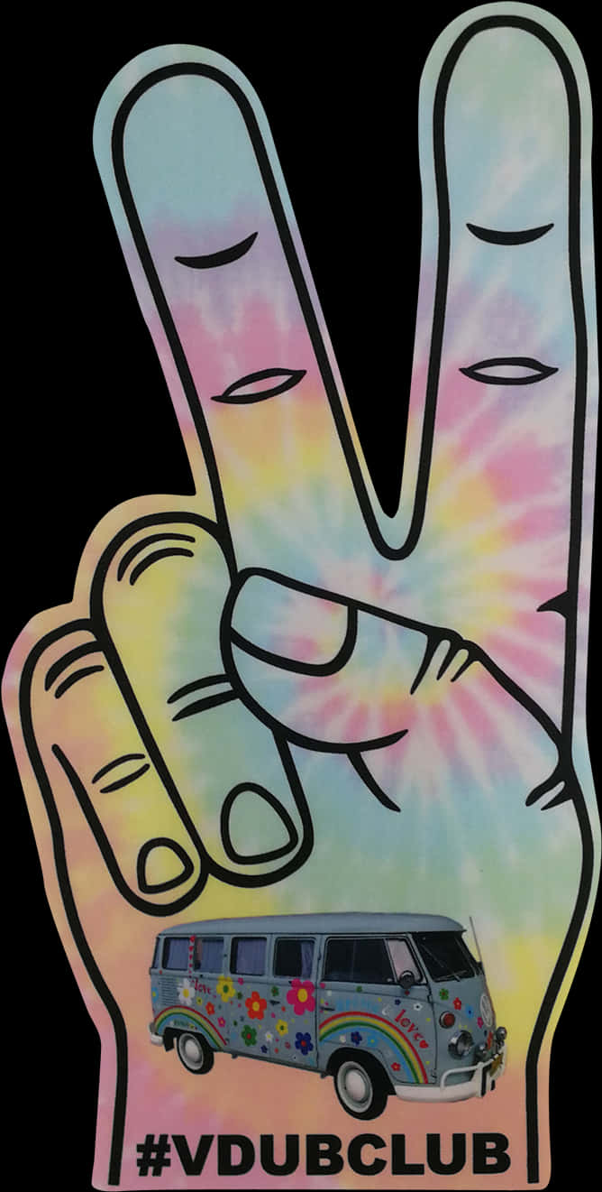 Colorful Peace Sign V W Bus Sticker PNG Image