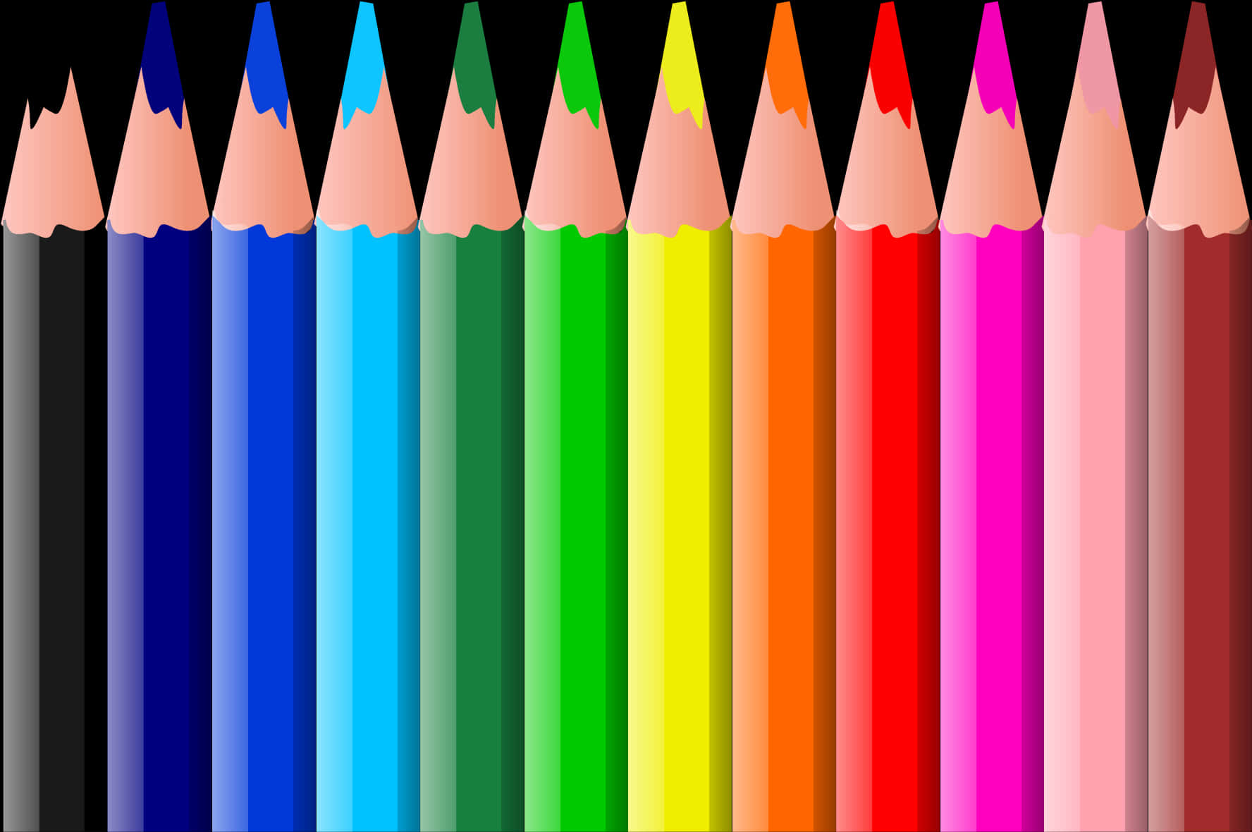 Colorful Pencil Row PNG Image