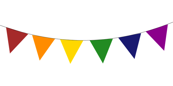 Colorful Pennant Banner Black Background PNG Image