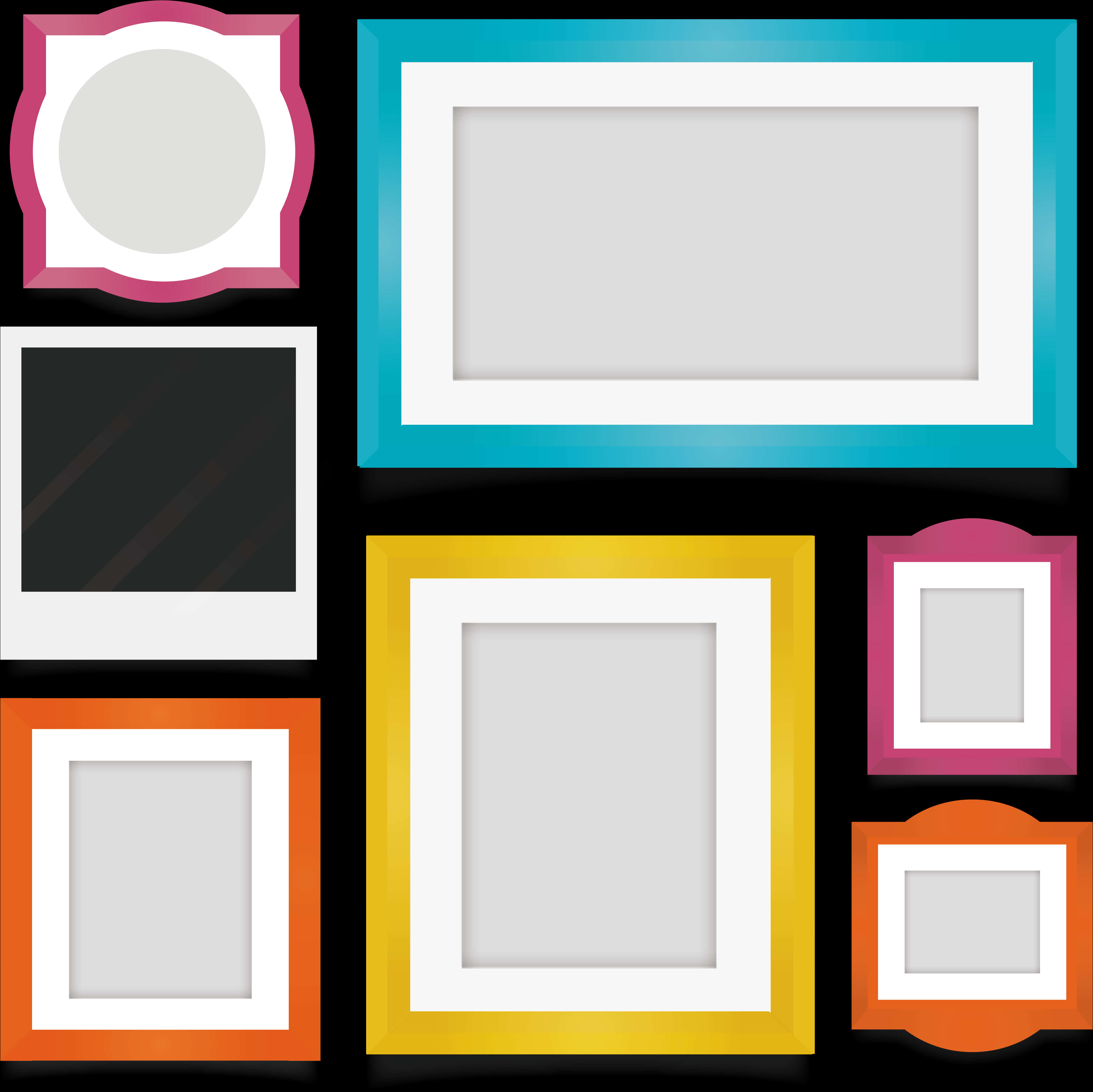 Colorful Photo Frames Collection PNG Image