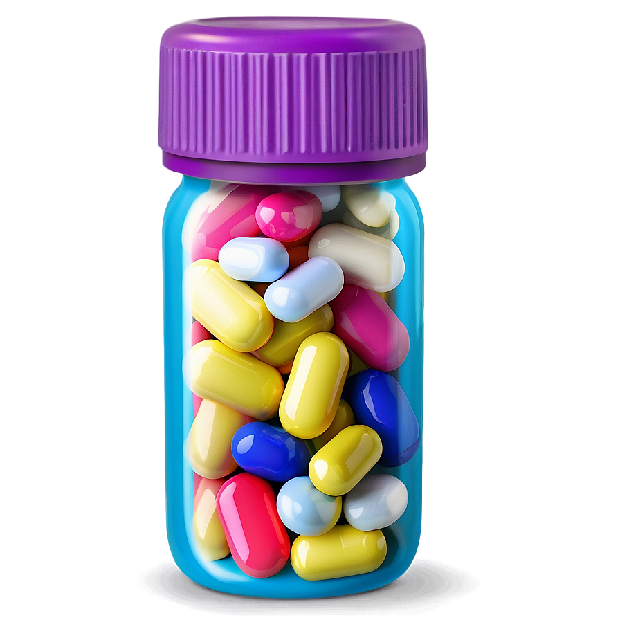 Colorful Pill Bottle Png Ohb33 PNG Image