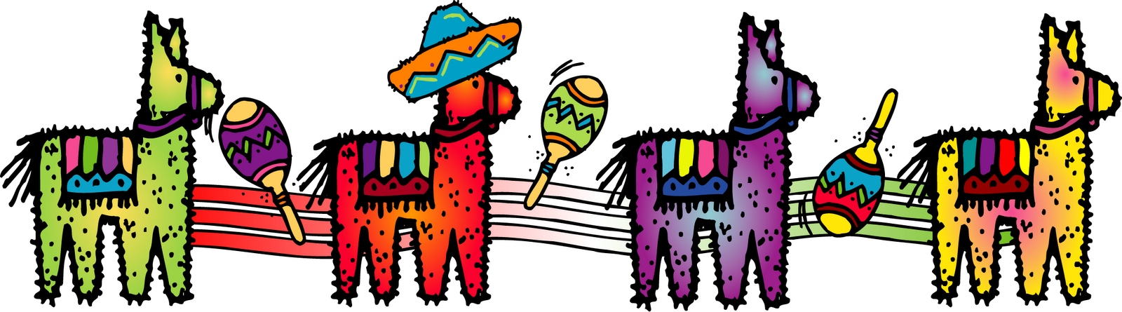 Colorful Pinatasand Maracas Cincode Mayo PNG Image