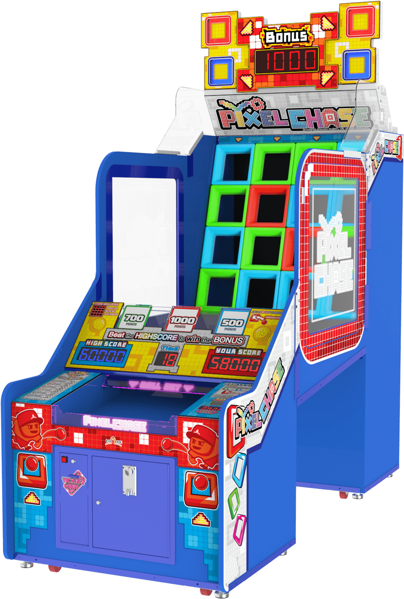 Colorful Pixel Chase Arcade Machine PNG Image