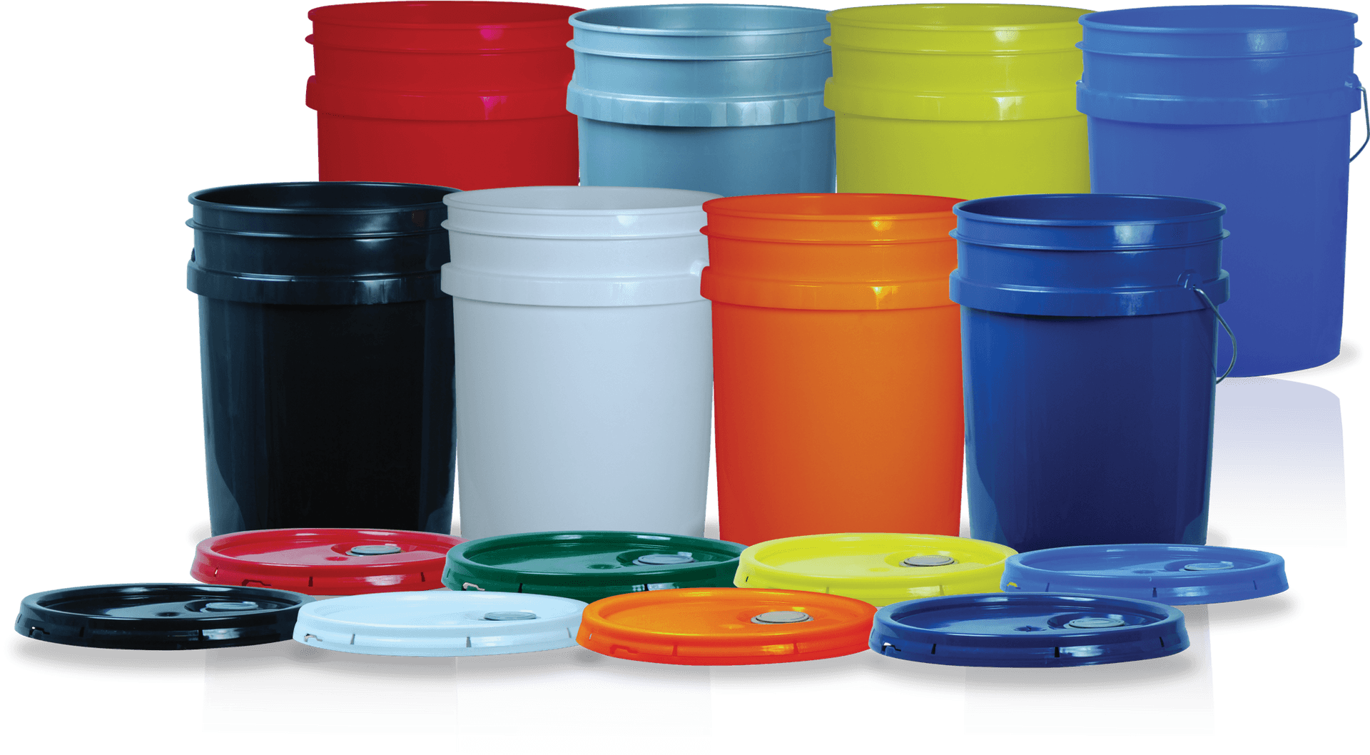 Colorful Plastic Bucketswith Lids PNG Image