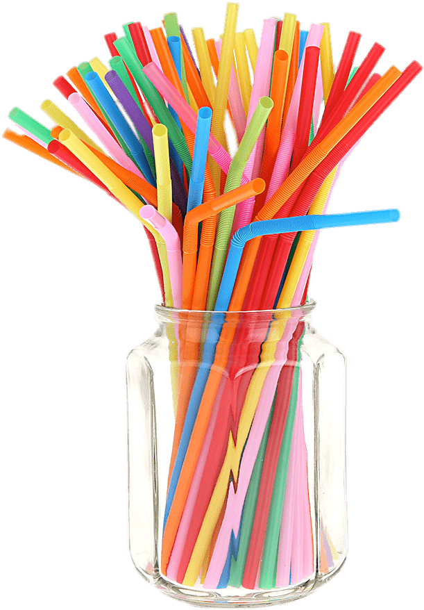 Colorful Plastic Strawsin Glass Jar PNG Image