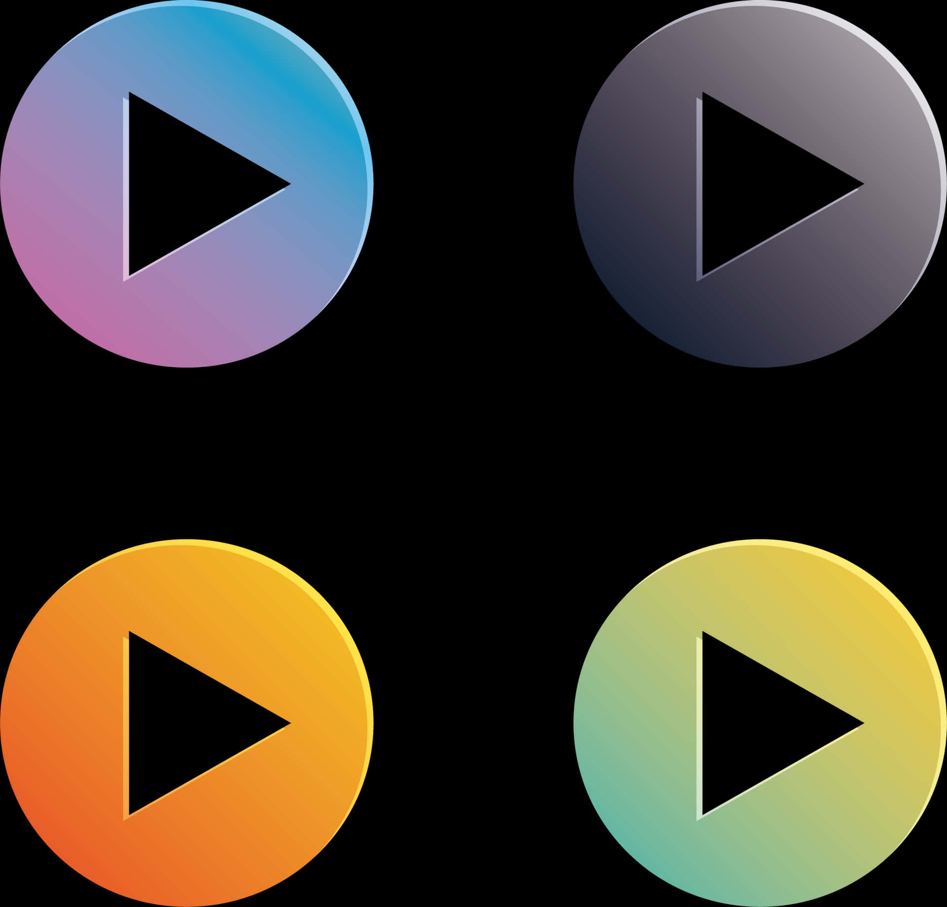 Colorful Play Buttons Set PNG Image