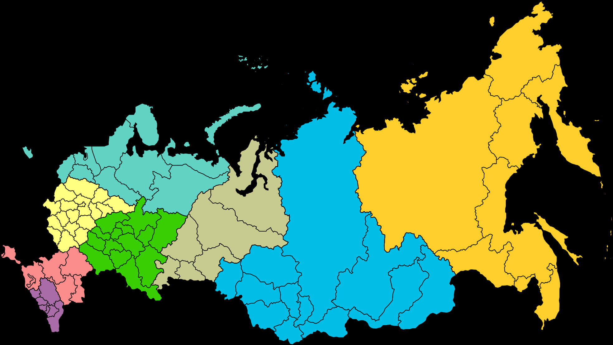 Colorful Political Mapof Russia PNG Image