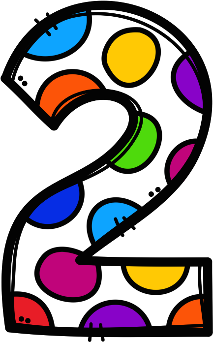 Colorful Polka Dot Number2 PNG Image