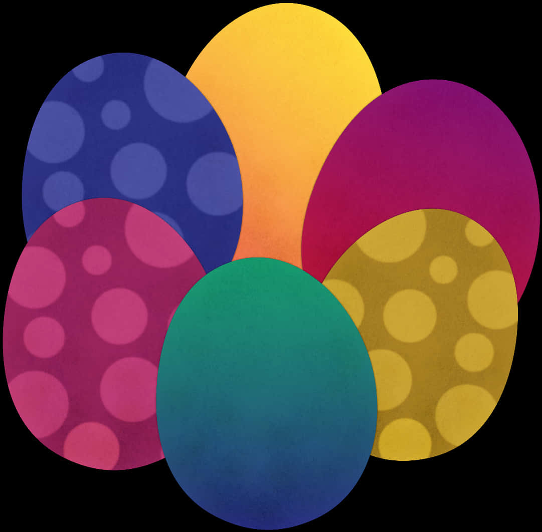 Colorful Polka Dotted Easter Eggs PNG Image