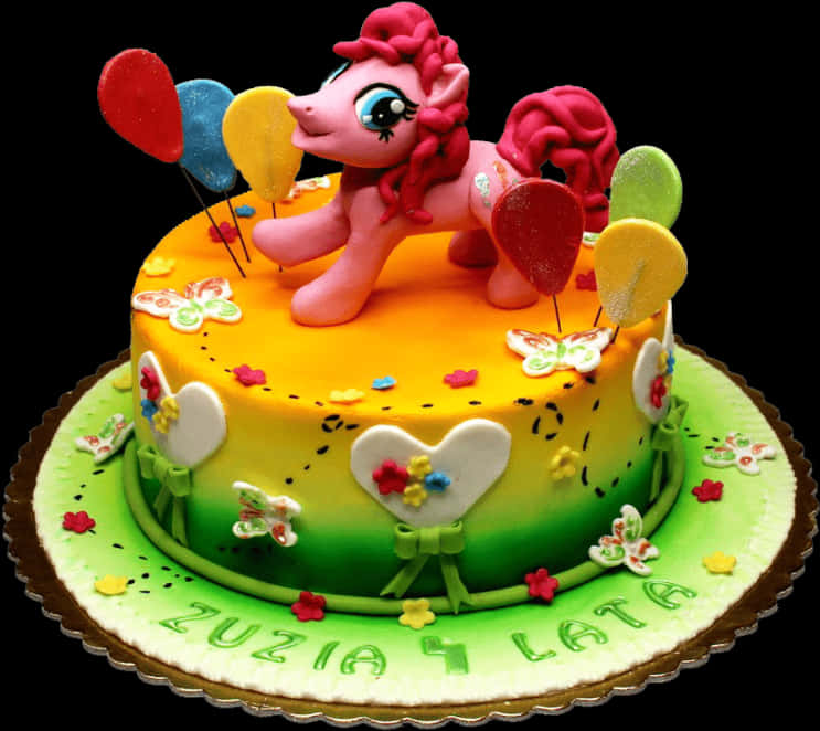 Colorful_ Pony_ Themed_ Birthday_ Cake PNG Image