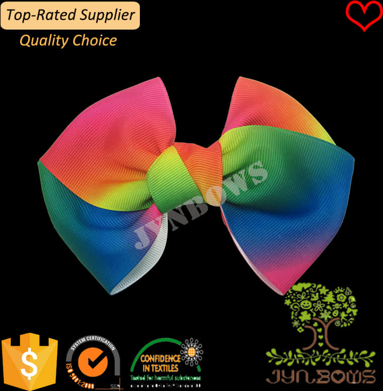 Colorful Rainbow Hair Bow Accessory PNG Image