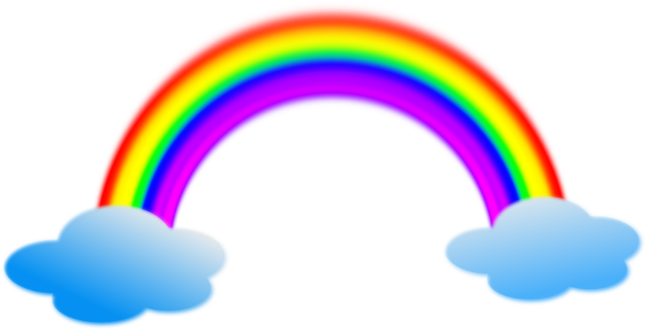 Colorful Rainbow With Clouds PNG Image