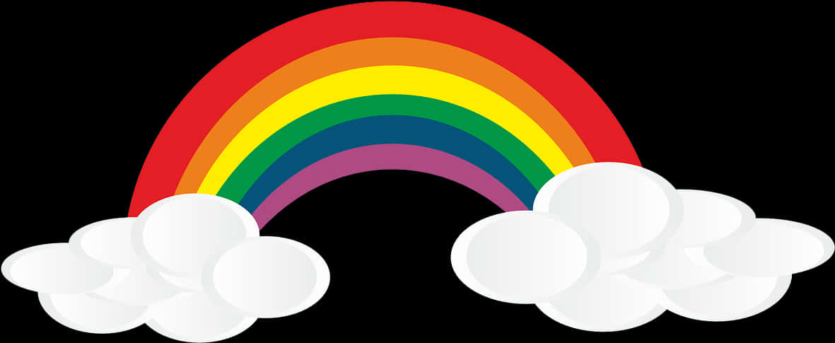 Colorful Rainbowand Clouds Graphic PNG Image