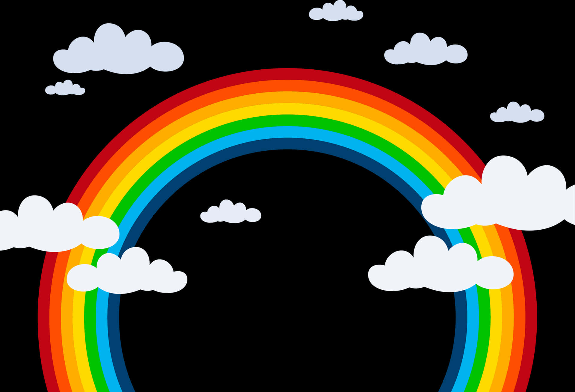 Colorful Rainbowand Clouds Illustration PNG Image