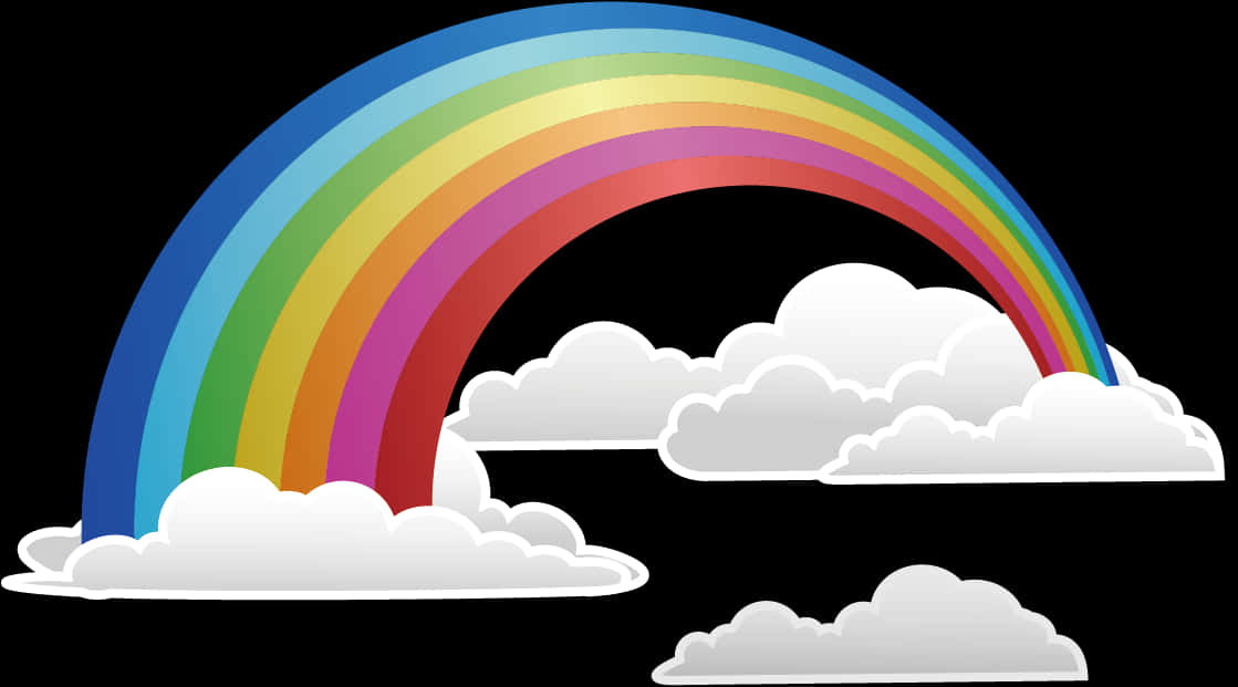 Colorful Rainbowand Clouds Illustration PNG Image