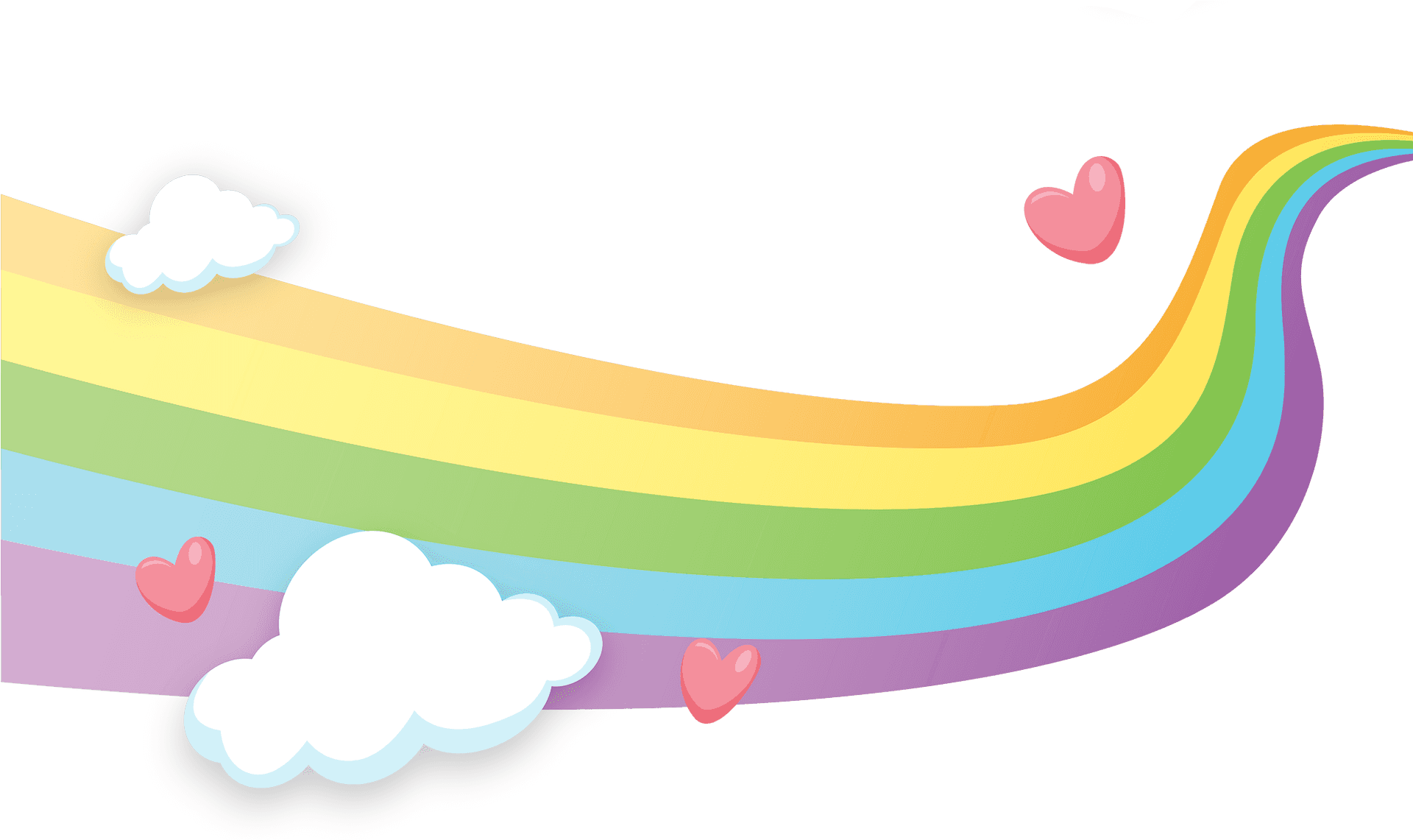 Colorful Rainbowand Hearts PNG Image