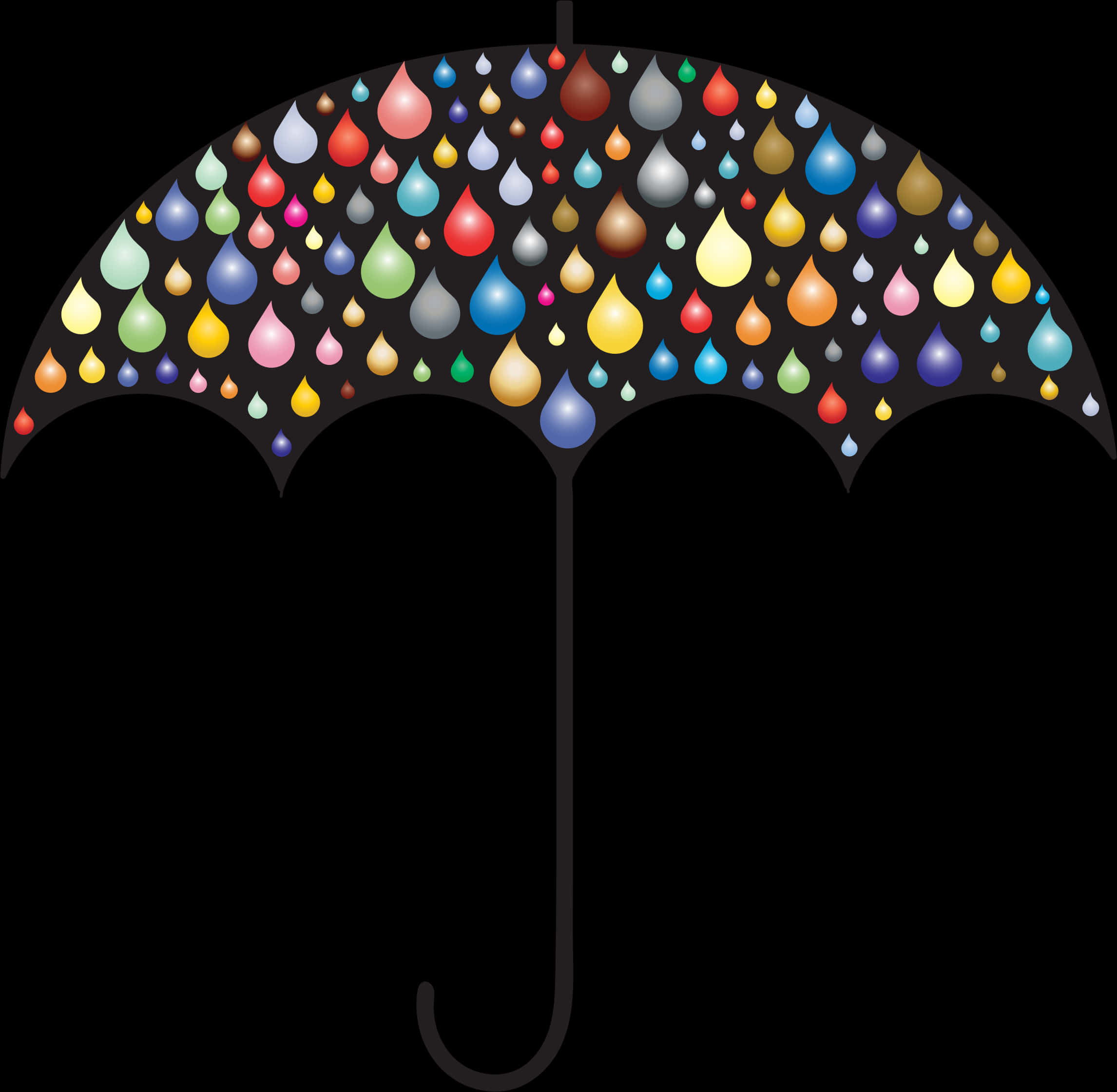 Colorful Raindrops Umbrella PNG Image