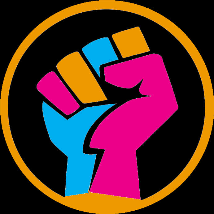 Colorful Raised Fist Graphic PNG Image