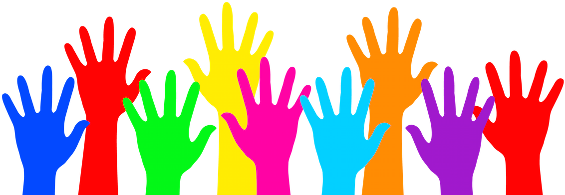 Colorful Raised Hands Celebration PNG Image