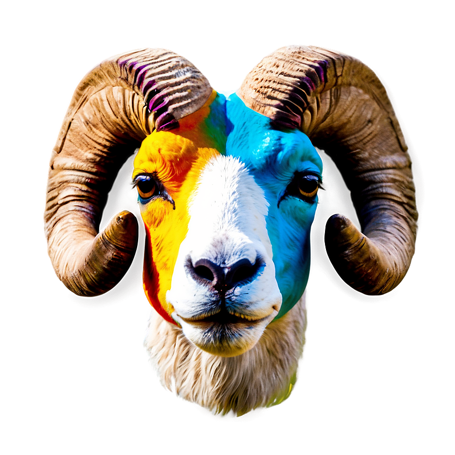 Colorful Ram Head Painting Png Uec PNG Image