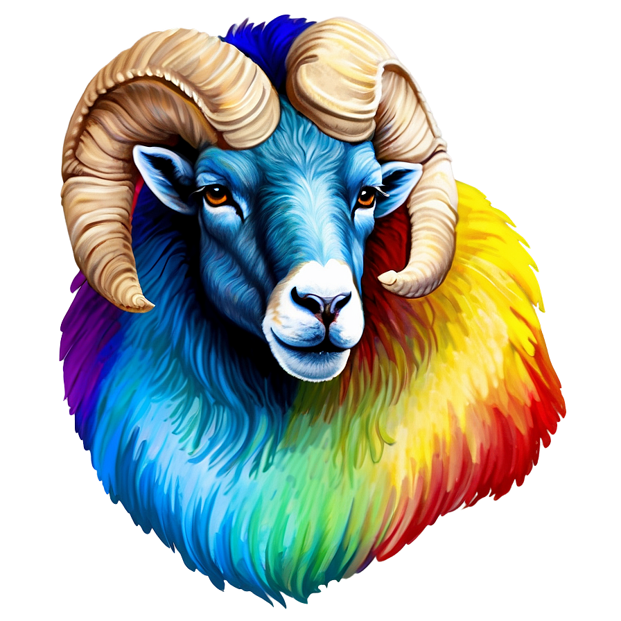 Colorful Ram Head Painting Png Wpm PNG Image