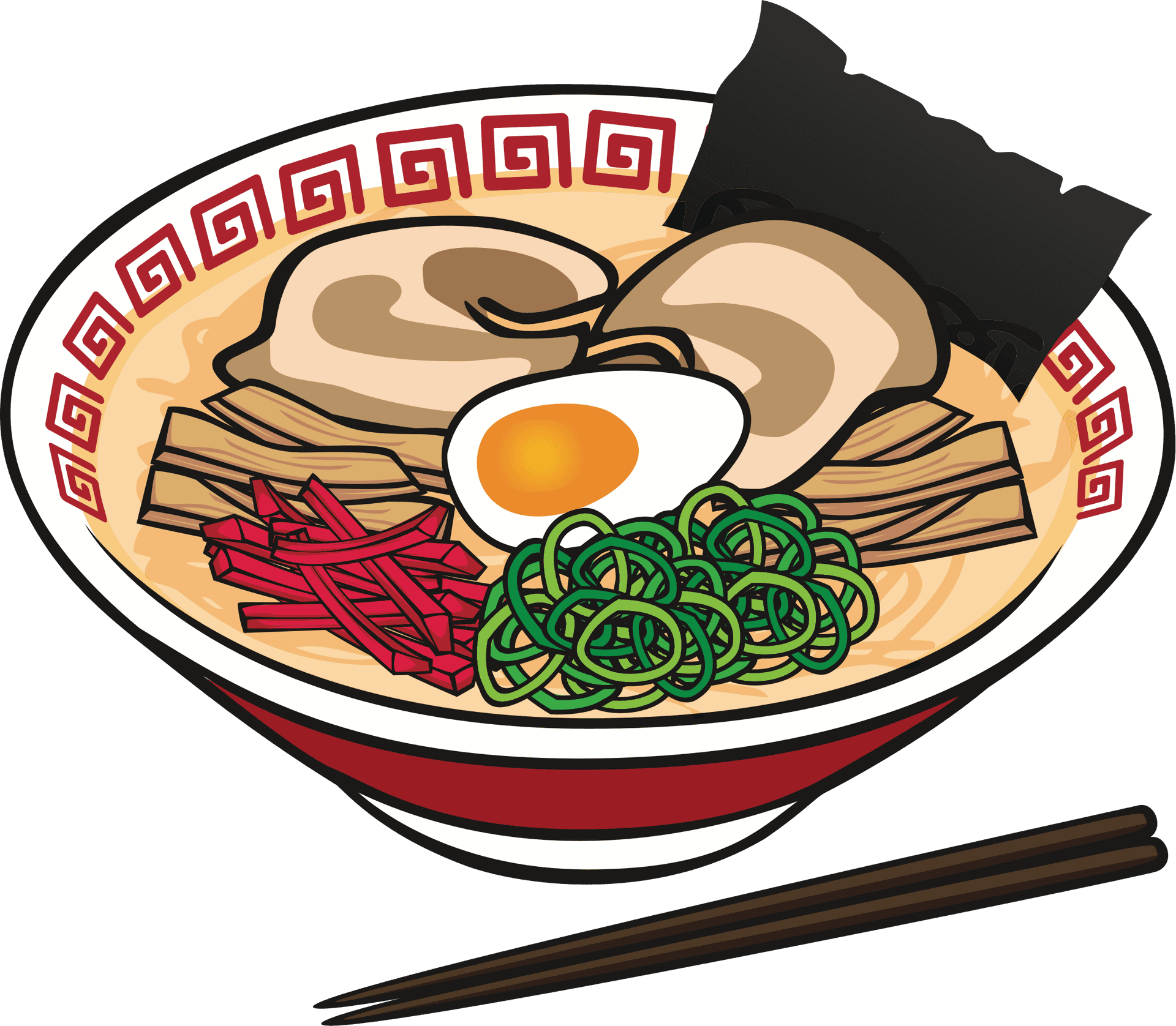 Colorful Ramen Bowl Illustration PNG Image