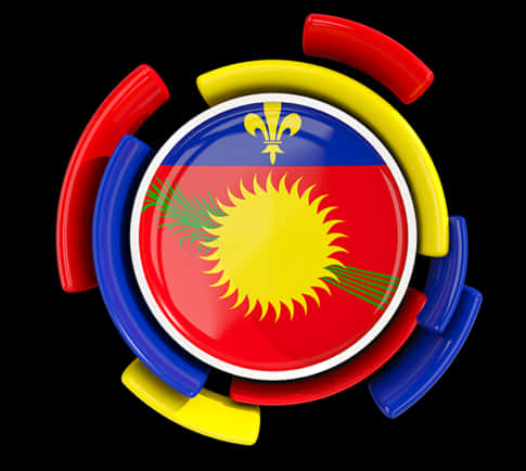 Colorful Recycle Symbolwith Guadeloupe Flag PNG Image