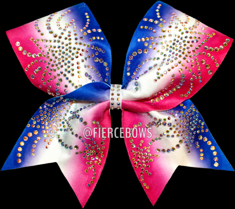 Colorful Rhinestone Cheer Bow PNG Image