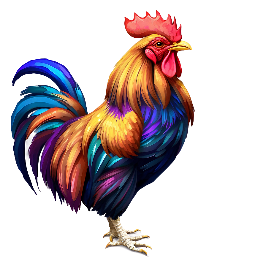 Colorful Rooster Art Png Hwt PNG Image