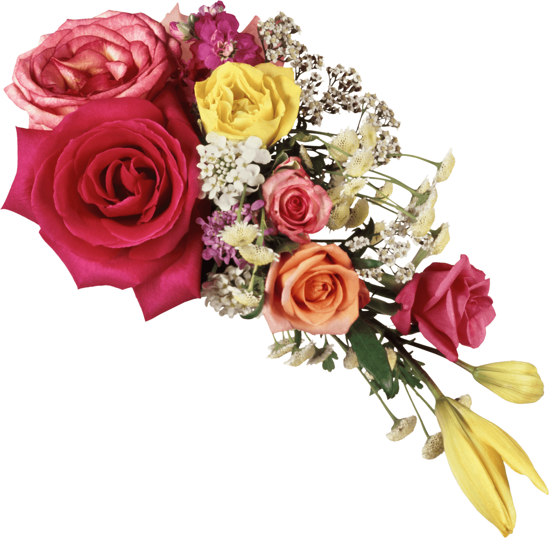 Colorful Rose Bouquet Floral Arrangement PNG Image