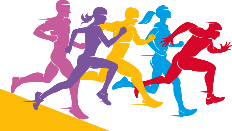 Colorful Runners Silhouette Graphic PNG Image