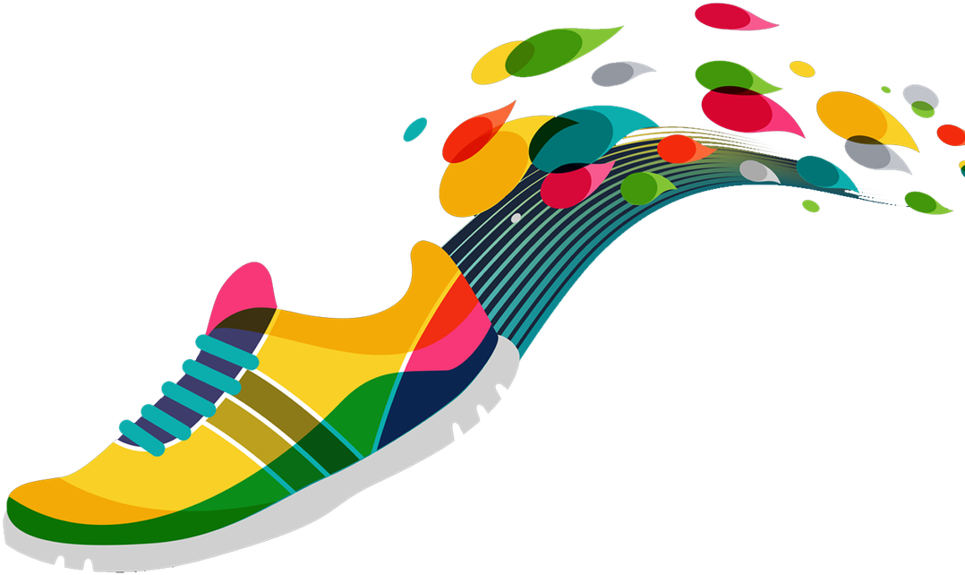 Colorful Running Shoe Artwork PNG Image