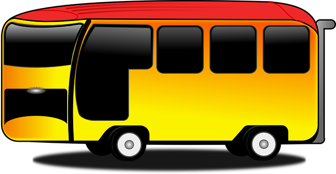 Colorful School Bus Cartoon PNG Image